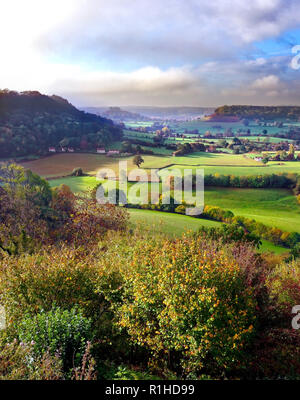 Herbst beginnt ein Aussehen in der Severn Valley, Gloucestershire zu machen. Stockfoto