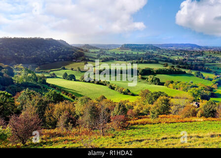 Herbst beginnt ein Aussehen in der Severn Valley, Gloucestershire zu machen. Stockfoto