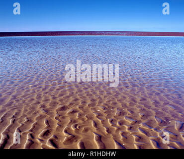 Sand Muster auf Hoylake Strand, Dee Estuary, Wirral, Großbritannien. Stockfoto