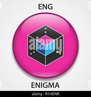 Enigma Münze cryptocurrency blockchain Symbol. Virtuelle elektronische, Internet Geld oder cryptocoin Symbol, Logo Stock Vektor