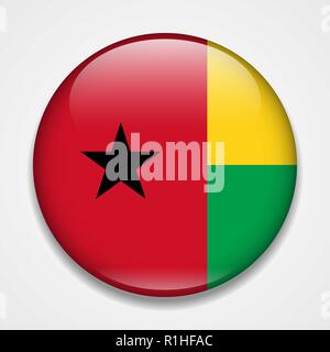 Flagge Guinea-Bissau. Runde glänzend Abzeichen Stock Vektor