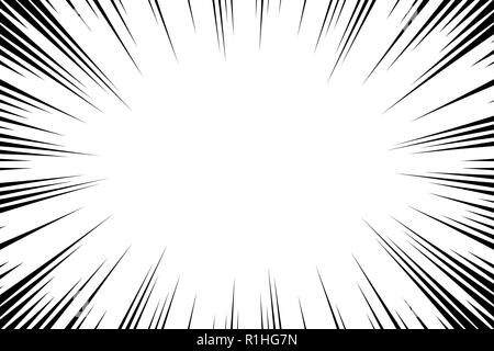 Comic radiale Linien Hintergrund. Manga speed Frame. Explosion Vector Illustration. Star Burst oder Sonnenstrahlen abstrakten Hintergrund Stock Vektor