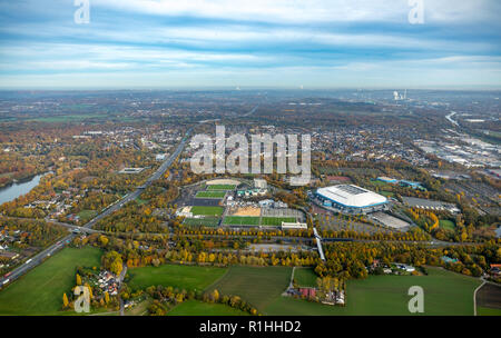 Luftaufnahme, VELTINS-Arena, der ehemalige Gelsenkirchener, Umwandlung Ausbildungseinrichtungen Schalke 04, Fußball, Fußball-, Beckhausen, Stockfoto