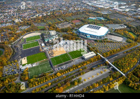 Luftaufnahme, VELTINS-Arena, der ehemalige Gelsenkirchener, Umwandlung Ausbildungseinrichtungen Schalke 04, Fußball, Fußball-, Beckhausen, Stockfoto