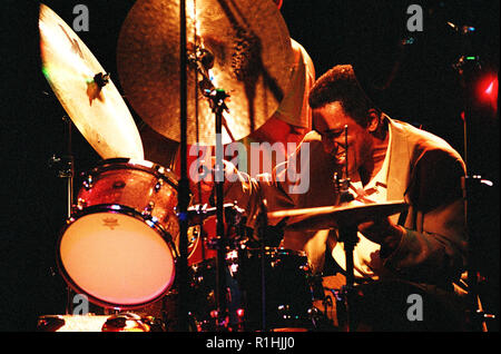 Al Foster (geboren am 18. Januar 1943 in Richmond, Virginia, USA) ist ein US-amerikanischer Jazz-Schlagzeuger. Von 1972 bis 1985, Mitglied der Miles Davis band. Stockfoto