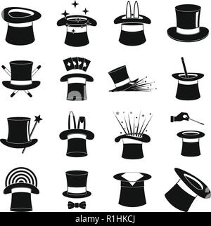 Zauberer hut Hexerei Symbole gesetzt. Einfache Abbildung: 16 Zauberer hut Hexerei Vector Icons für Web Stock Vektor