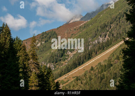 Alpine Landschaft. Bei Sulzenaualm, Stubaital, Tirol, Österreich fotografiert. Stockfoto