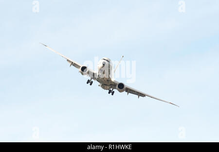 BOSSIER CITY, LA., USA, OCT. 22, 2018: EIN US-Navy Boeing P-8A Poseidon anti-u-Boot Flugzeug Ansätze Barksdale Air Force Base. Stockfoto