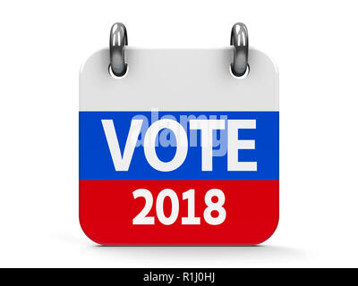 Abstimmung Wahl 2018 Symbol Kalender als Russische Fahne - Stellt den Wahltag in Russland 2018, 3D-Rendering, 3D-Darstellung Stockfoto