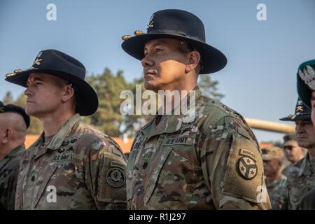 Us-Armee Oberstleutnant Donny W. Hebel, eingehende Battle Group Polen Commander mit der 2. Staffel der Tennessee Army National Guard, 278Th Armored Cavalry Regiment, Task Force Raider, ist der neu ernannte Befehlshaber des NATO-Enhanced, Präsenz, Battle Group in Polen. ( Stockfoto