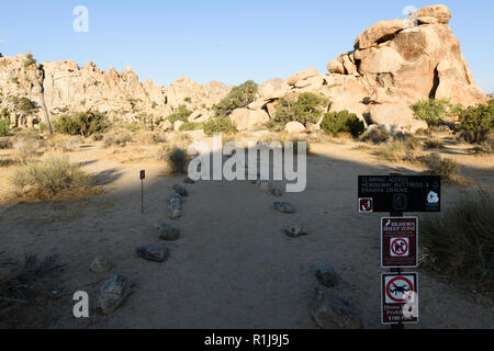 Hügel von schroffen Felsen sind die besten Klettergebieten in Joshua Tree National Park in Twenty-Nine Palms, Kalifornien. Stockfoto