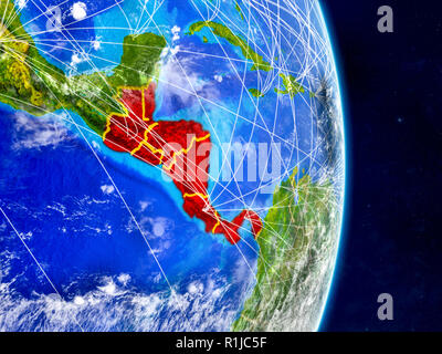 Mittelamerika auf dem Planeten Erde mit Netzwerken. Extrem detaillierte Planeten und Wolken. 3D-Darstellung. Elemente dieses Bild von der NASA eingerichtet Stockfoto