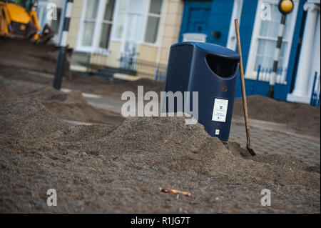 Clean-up in Aberystwyth, Ceredigion nach einem großen Sturm. Stockfoto