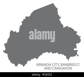 Armagh City, Banbridge und Craigavon Karte grau Stock Vektor