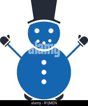 Schneemann Glyphe Symbol auf weißem Hintergrund Stock Vektor