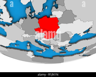 Visegrád-Gruppe auf einfache politische 3D-Globus. 3D-Darstellung. Stockfoto