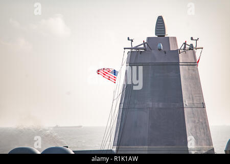 Plymouth, UK, 13. November 2018. Heute zum ersten Mal, USS New York angedockt in Plymouth nach Abschluss der Übung Trident Zeitpunkt Anfang dieses Monats. Credit: Sam Whitfield - ultimative Shot/Alamy leben Nachrichten Stockfoto