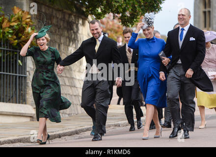 Die Hochzeit von Prinzessin Eugenie von York und Jack Brooksbank in Windsor mit: Herbst Phillips, Peter Phillips, Zara Tindall, Zara Phillips, Mike Tindall Wo: Windsor, Großbritannien Wann: 12 Aug 2018 Quelle: John rainford/WANN Stockfoto