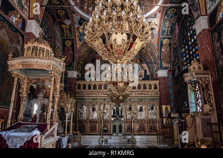 Orthodoxe Kirche in Griechenland Ansicht von Innen 2018 Stockfoto