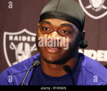 Oakland Raiders Pressekonferenz im Hilton London, Wembley, Großbritannien vor ihren NFL UK Internationale Reihe Spiel vs Seattle Seahawks, Wembley Stadion, London Mit: Amari Cooper Wo: London, Vereinigtes Königreich, wenn: 12 Okt 2018 Credit: WENN.com Stockfoto