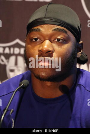 Oakland Raiders Pressekonferenz im Hilton London, Wembley, Großbritannien vor ihren NFL UK Internationale Reihe Spiel vs Seattle Seahawks, Wembley Stadion, London Mit: Amari Cooper Wo: London, Vereinigtes Königreich, wenn: 12 Okt 2018 Credit: WENN.com Stockfoto