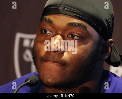 Oakland Raiders Pressekonferenz im Hilton London, Wembley, Großbritannien vor ihren NFL UK Internationale Reihe Spiel vs Seattle Seahawks, Wembley Stadion, London Mit: Amari Cooper Wo: London, Vereinigtes Königreich, wenn: 12 Okt 2018 Credit: WENN.com Stockfoto