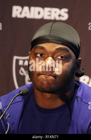 Oakland Raiders Pressekonferenz im Hilton London, Wembley, Großbritannien vor ihren NFL UK Internationale Reihe Spiel vs Seattle Seahawks, Wembley Stadion, London Mit: Amari Cooper Wo: London, Vereinigtes Königreich, wenn: 12 Okt 2018 Credit: WENN.com Stockfoto