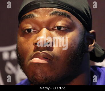 Oakland Raiders Pressekonferenz im Hilton London, Wembley, Großbritannien vor ihren NFL UK Internationale Reihe Spiel vs Seattle Seahawks, Wembley Stadion, London Mit: Amari Cooper Wo: London, Vereinigtes Königreich, wenn: 12 Okt 2018 Credit: WENN.com Stockfoto