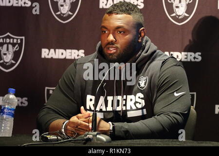 Oakland Raiders Pressekonferenz im Hilton London, Wembley, Großbritannien vor ihren NFL UK Internationale Reihe Spiel vs Seattle Seahawks, Wembley Stadion, London Mit: Maurice Hurst, Wo: London, Vereinigtes Königreich, wenn: 12 Okt 2018 Credit: WENN.com Stockfoto