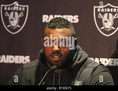 Oakland Raiders Pressekonferenz im Hilton London, Wembley, Großbritannien vor ihren NFL UK Internationale Reihe Spiel vs Seattle Seahawks, Wembley Stadion, London Mit: Maurice Hurst, Wo: London, Vereinigtes Königreich, wenn: 12 Okt 2018 Credit: WENN.com Stockfoto