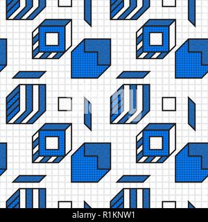 Die nahtlose Vektor geometrische Muster mit strukturierter Bold mathematische Formen Stock Vektor