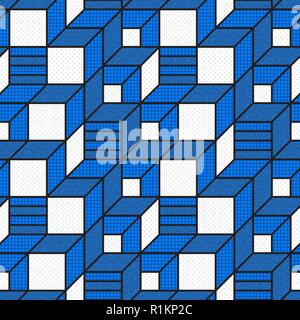 Die nahtlose Vektor geometrische Muster mit strukturierter Bold mathematische Formen Stock Vektor