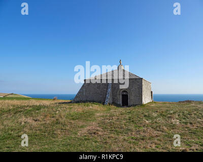 St aldhelm's Chapel auf St aldhelm's Kopf oder die St. Alban Kopf Klippe Worth Matravers Jurassic Coast Dorset Stockfoto