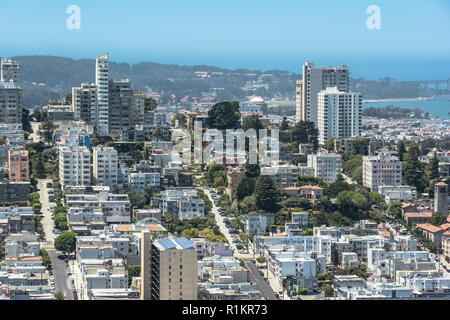 Blick auf San Francisco vom Coit Tower, Kalifornien Stockfoto