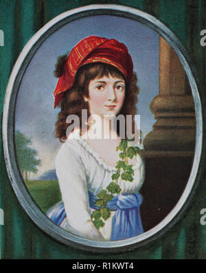 Digital verbesserte Reproduktion, Marie-Anne Charlotte de Corday d'Armon, 1768-1793, bekannt als Charlotte Corday, eine Abbildung wurde der Französischen Revolution Stockfoto