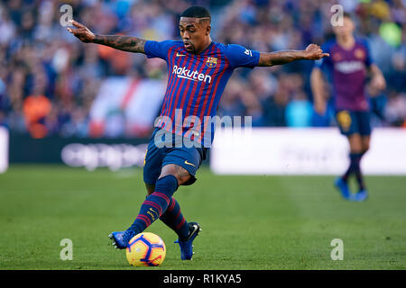 BARCELONA, SPANIEN - 11 NOVEMBER: Malcom Filipe Silva de Oliveira des FC Barcelona in Aktion während der Liga Match zwischen dem FC Barcelona und Real Betis Balompie im Camp Nou am 11. November 2018 in Barcelona, Spanien. (Foto von David Aliaga/MB Medien) Stockfoto