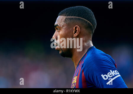 BARCELONA, SPANIEN - 11 NOVEMBER: Malcom Filipe Silva de Oliveira des FC Barcelona sieht während der Liga Match zwischen dem FC Barcelona und Real Betis Balompie im Camp Nou am 11. November 2018 in Barcelona, Spanien. (Foto von David Aliaga/MB Medien) Stockfoto