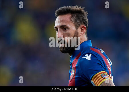 VILLAREAL, SPANIEN - November 04: Jose Luis Morales Nogales von Levante UD schaut während der Liga Match zwischen Villarreal CF und Levante UD an Estadio de la Ceramica am 4. November 2018 in Villareal, Spanien. David Aliaga/MB Media Stockfoto