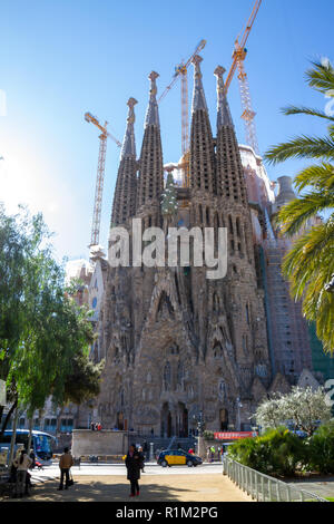 Barcelona/Spanien - 02.04.2014: Barcelona berühmte unvollendete Kirche Sagrada Familia von Gaudi Stockfoto