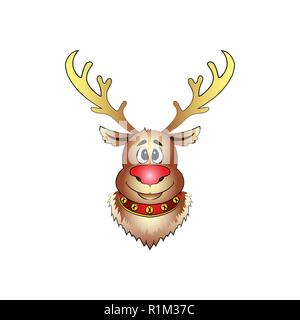 Santa's Deer der Kopf einer Weihnachten Reh. Vector Farbe Abbildung: Stock Vektor