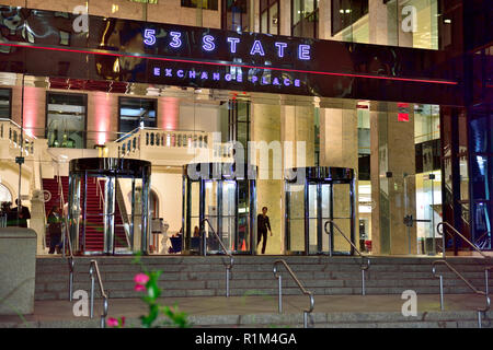 Eingang zu Exchange Place, 53 State Street, Boston, Massachusetts, USA Stockfoto