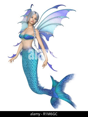 Hell Blau Fantasy Mermaid Fairy Stockfoto