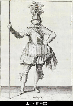 Pikeman, Illustration aus „The Handling of Arms, Arquebuses, Muskets and Pikes“, 1608 (Stich) von Jacob de Gheyn. Amsterdam, 1608 Stockfoto