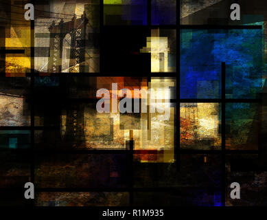 Moderne Kunst New York Landschaft inspirieren. Manhattan Bridge Stockfoto