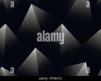 Schwarze und Weiße geometrische nahtlose Muster mit 3D-Pyramide. Retro Hintergrund Grautönen. Isometrische Dreiecke mit Farbverlauf. Vector Illustration Stock Vektor