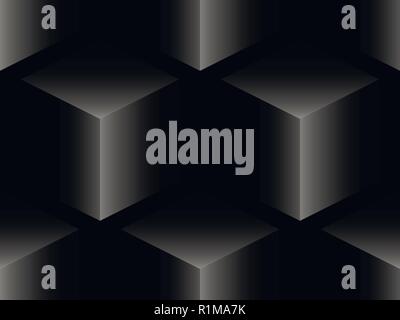 Nahtlose Muster isometrische 3D-Würfel. Geometrische kubische Hintergrund Grautönen. Vector Illustration Stock Vektor