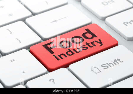 Manufacuring Konzept: Lebensmittelindustrie auf Computer Tastatur Hintergrund Stockfoto