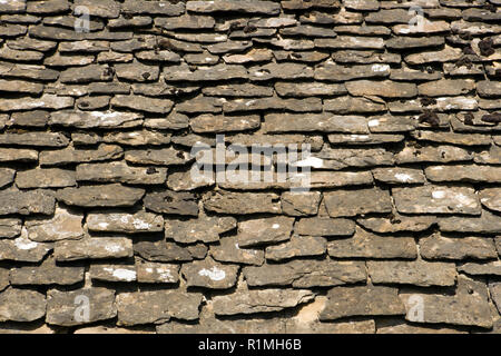 Alte Stein Dachziegel mit Flechten und Moose Hintergrund Textur abgedeckt Stockfoto