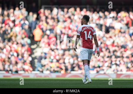 LONDON, ENGLAND - 23. SEPTEMBER: Pierre-Emerick Aubameyang von Arsenal in der Premier League Spiel zwischen Arsenal FC und FC Everton im Emirates Stadium am 23. September 2018 in London, Vereinigtes Königreich. (MB) Stockfoto