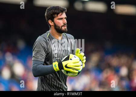 LONDON, ENGLAND - 20. August: (13) Alisson Becker während der Premier League Match zwischen Crystal Palace und dem FC Liverpool an Selhurst Park am 20. August 2018 in London, Vereinigtes Königreich. MB Media Stockfoto